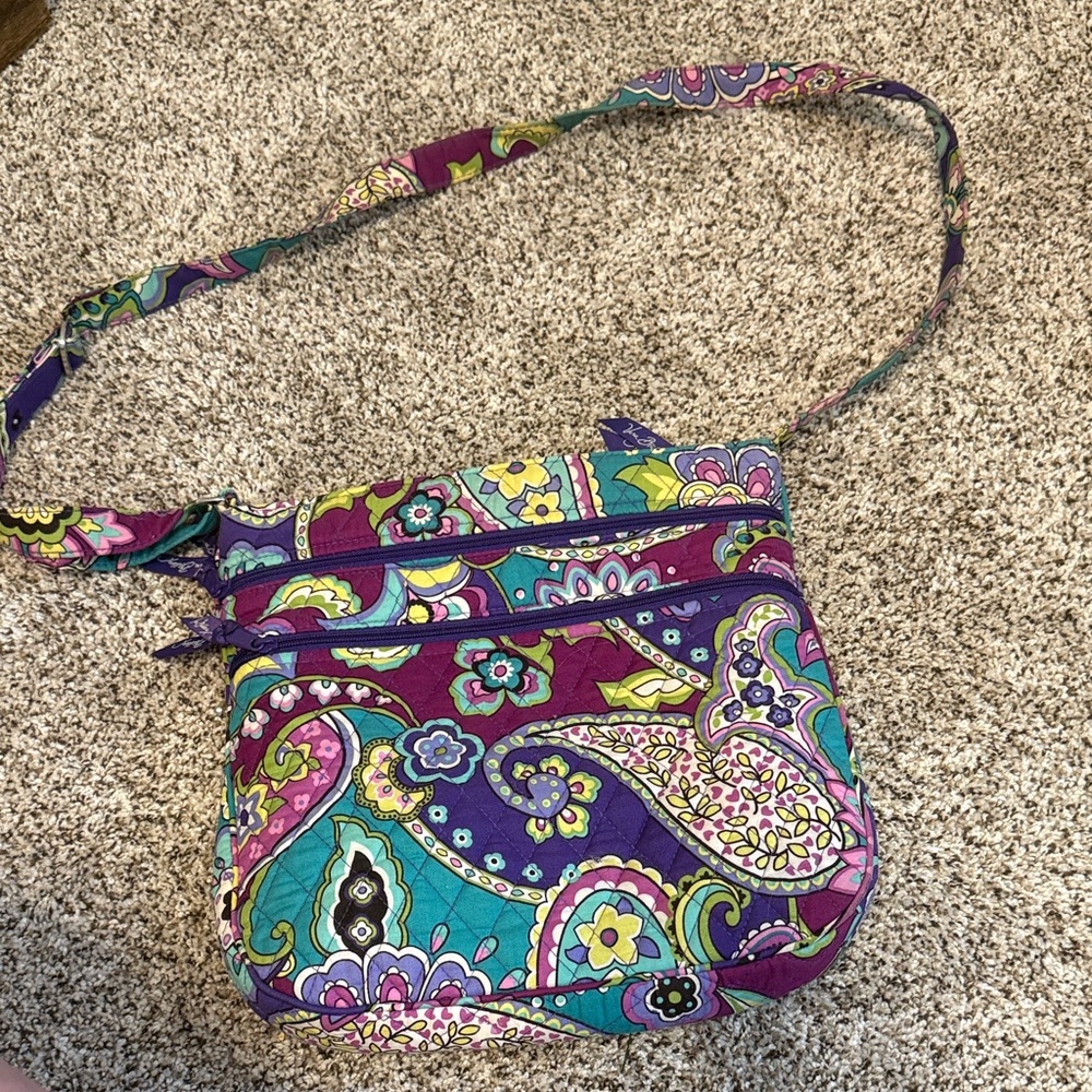 Vera Bradley Purple Teal Floral Paisley Quilted Crossbody